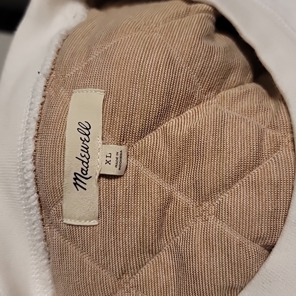 Madewell Swing Sweatshirt Womens XLarge Beige Quilted Boxy Cropped Cozy Lounge - Picture 11 of 12